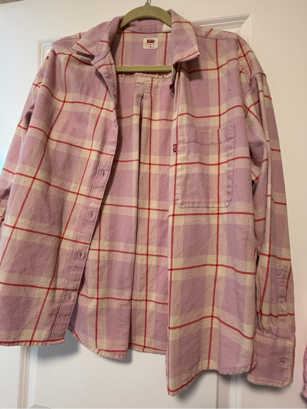 Levi's Pink and Red Plaid Button-Down Shirt